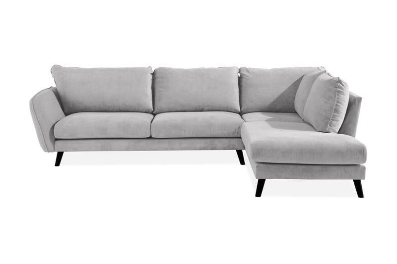 Trend Lyx 4-sits Högervänd L-formad Schäslongsoffa i Tyg, Ljusgrå