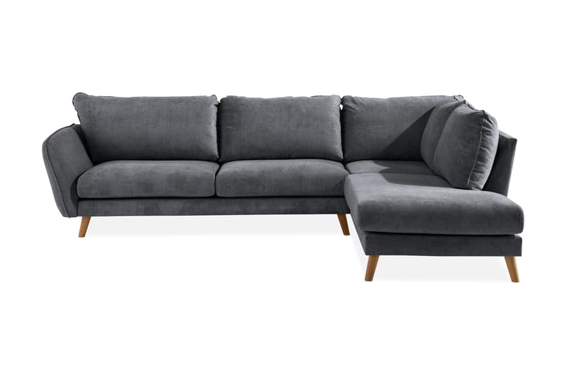Trend Lyx 4-sits Högervänd L-formad Schäslongsoffa i Tyg - Mörkgrå - Möbler - Vardagsrum - Soffor - Divansoffa & schäslong