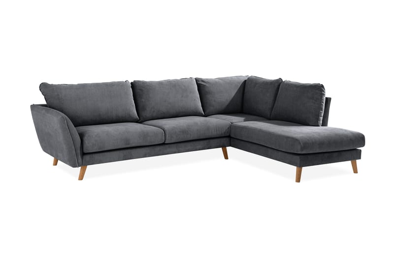 Trend Lyx 4-sits Högervänd L-formad Schäslongsoffa i Tyg - Mörkgrå - Möbler - Vardagsrum - Soffor - Divansoffa & schäslong