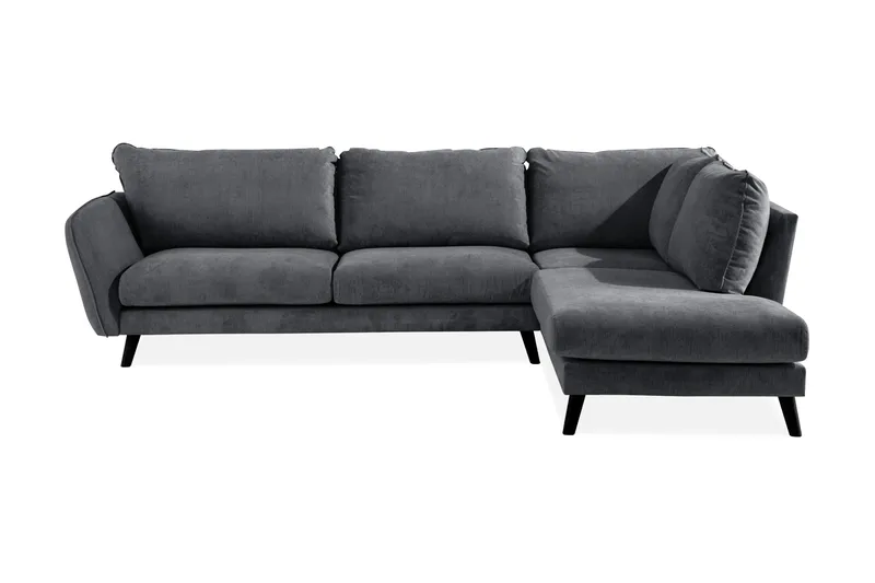 Trend Lyx 4-sits Högervänd L-formad Schäslongsoffa i Tyg, Mörkgrå