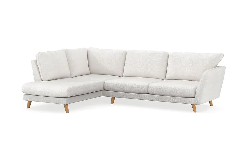 Trend Lyx 4-sits Vänstervänd L-formad Schäslongsoffa i Bouclé - Vit - Möbler - Vardagsrum - Soffor - Divansoffa & schäslong