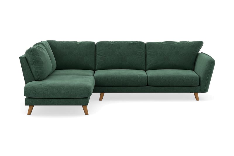 Trend Lyx 4-sits Vänstervänd L-formad Schäslongsoffa i Sammet - Mörkgrön - Möbler - Vardagsrum - Soffor - Divansoffa & schäslong