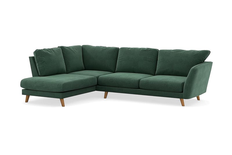 Trend Lyx 4-sits Vänstervänd L-formad Schäslongsoffa i Sammet - Mörkgrön - Möbler - Vardagsrum - Soffor - Divansoffa & schäslong
