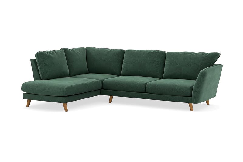Trend Lyx 4-sits Vänstervänd L-formad Schäslongsoffa i Sammet - Mörkgrön - Möbler - Vardagsrum - Soffor - Divansoffa & schäslong