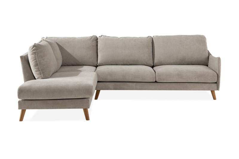 Trend Lyx 4-sits Vänstervänd L-formad Schäslongsoffa i Tyg, Beige