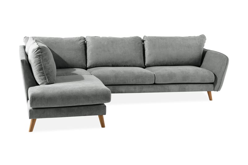 Trend Lyx 4-sits Vänstervänd L-formad Schäslongsoffa i Tyg - Grå - Möbler - Vardagsrum - Soffor - Divansoffa & schäslong