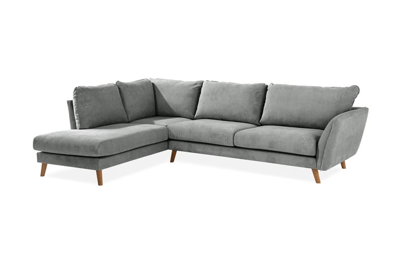 Trend Lyx 4-sits Vänstervänd L-formad Schäslongsoffa i Tyg - Grå - Möbler - Vardagsrum - Soffor - Divansoffa & schäslong