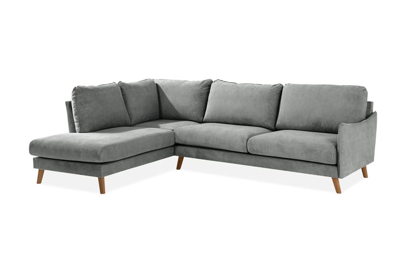 Trend Lyx 4-sits Vänstervänd L-formad Schäslongsoffa i Tyg - Grå - Möbler - Vardagsrum - Soffor - Divansoffa & schäslong