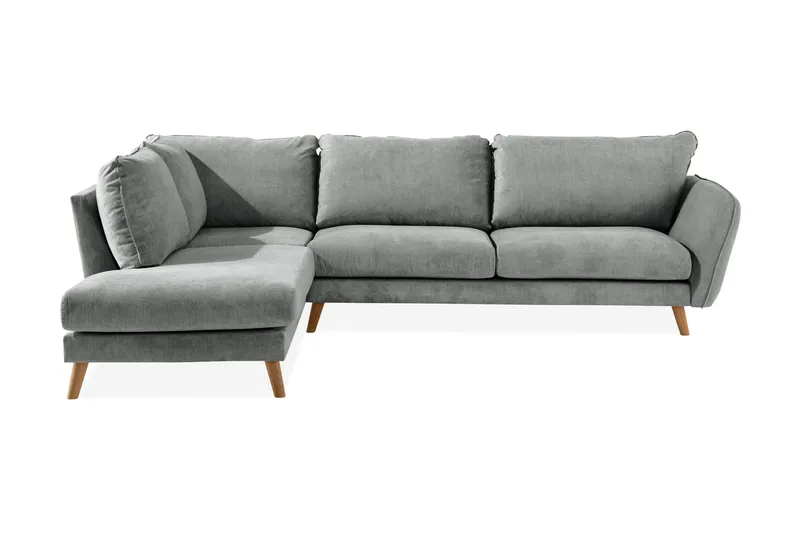 Trend Lyx 4-sits Vänstervänd L-formad Schäslongsoffa i Tyg - Grå - Möbler - Vardagsrum - Soffor - Divansoffa & schäslong