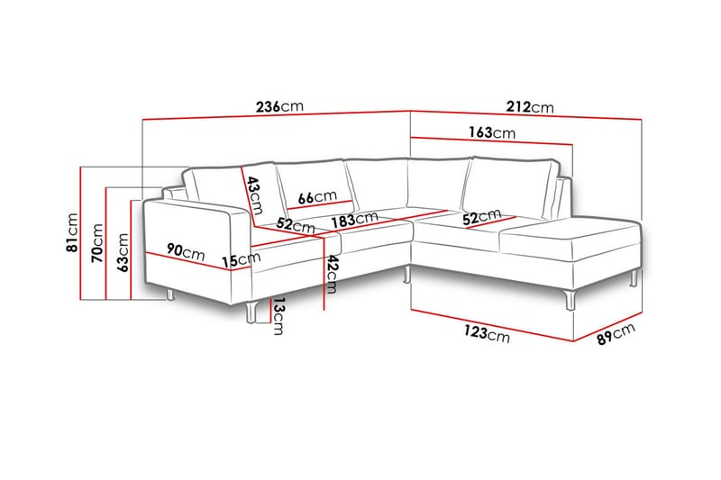Truro 8-sits Soffa Vänster - Svart - Möbler - Vardagsrum - Soffor - Divansoffa & schäslong