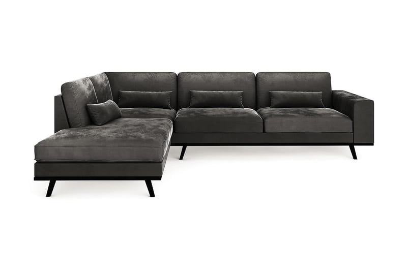 TULSA 2,5-sits L-Soffa Sammet Grå - Möbler - Vardagsrum - Soffor - Divansoffa & schäslong