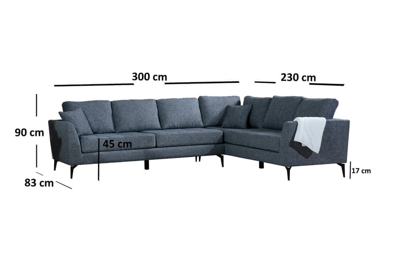 TYQUIL Hörnsoffa med Divan Höger Grå - Möbler - Vardagsrum - Soffor - Divansoffa & schäslong