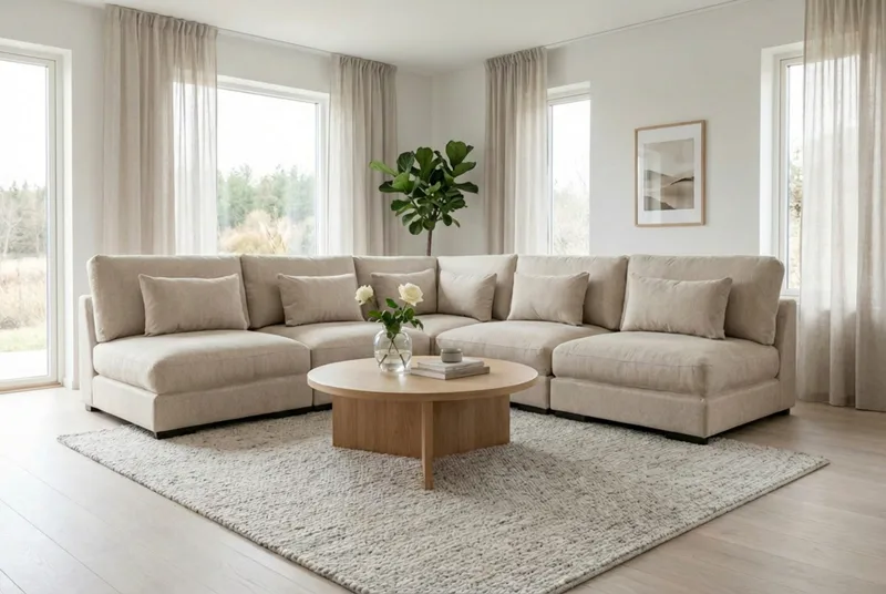 Dubai Hörnsoffa Extra Djup i Chenille - Beige - Möbler - Vardagsrum - Soffor - Hörnsoffor