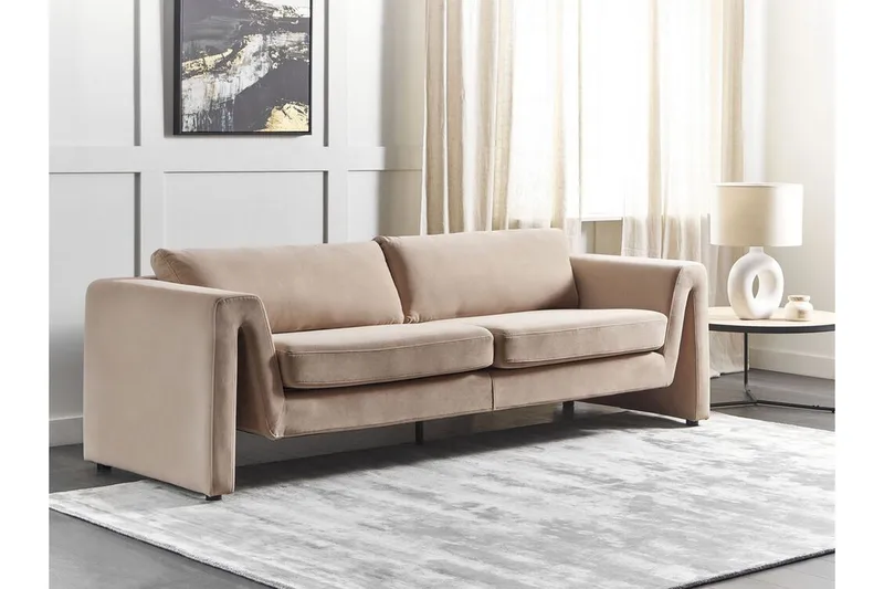Durran Soffa 3-sits - Beige/Svart - Möbler - Vardagsrum - Soffor - Sammetssoffor