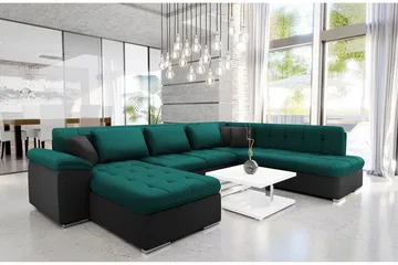 Dynir Soffa med Divan och Schäslong 4-sits - Svart/Grön - Möbler - Vardagsrum - Soffor - U-soffor
