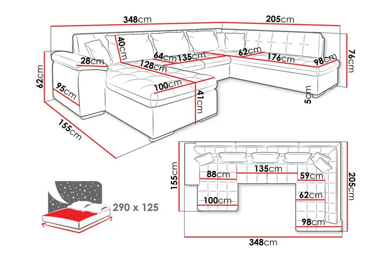 Dynir Soffa med Divan och Schäslong 4-sits - Vit/Grå - Möbler - Vardagsrum - Soffor - Skinnsoffor
