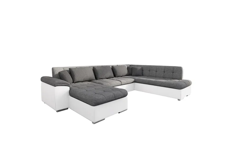 Dynir Soffa med Divan och Schäslong 4-sits, Vit/Grå