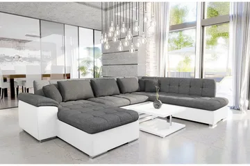 Dynir Soffa med Divan och Schäslong 4-sits - Vit/Grå - Möbler - Vardagsrum - Soffor - Skinnsoffor
