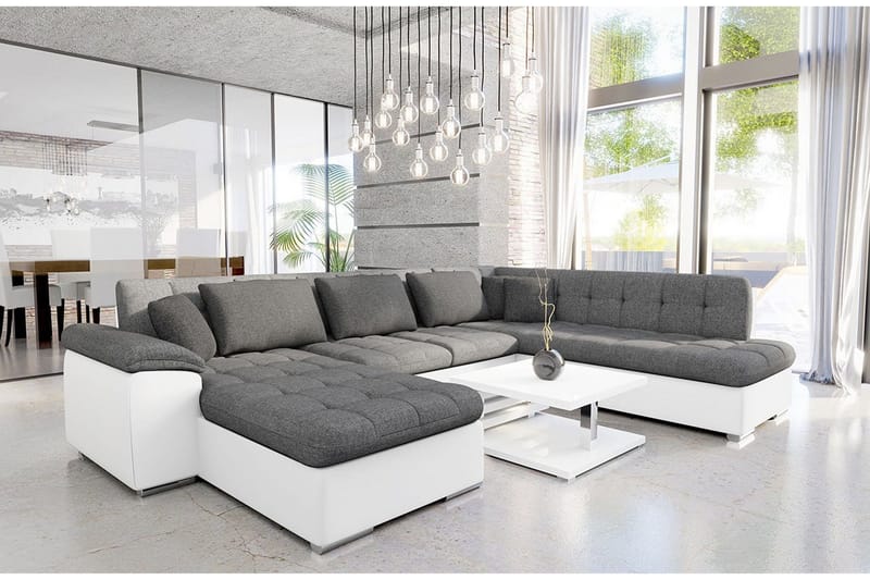 Dynir Soffa med Divan och Schäslong 4-sits - Vit/Grå - Möbler - Vardagsrum - Soffor - Skinnsoffor