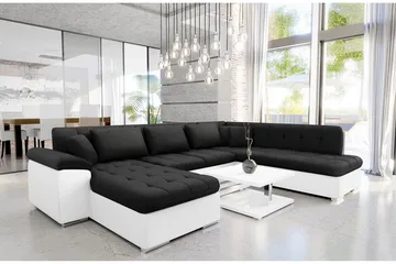 Dynir Soffa med Divan och Schäslong 4-sits - Vit/Svart - Möbler - Vardagsrum - Soffor - Skinnsoffor
