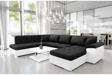 Dynir Soffa med Divan och Schäslong 4-sits - Vit/Svart - Möbler - Vardagsrum - Soffor - Skinnsoffor