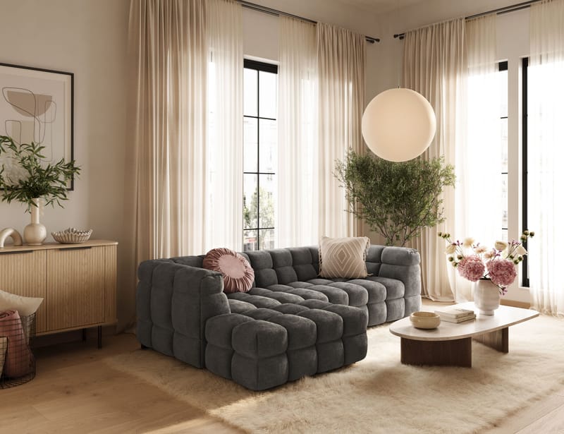 Elise 3-sits Bubblig Soffa med Divan Vänster - Möbler - Vardagsrum - Soffor - Divansoffa & schäslong
