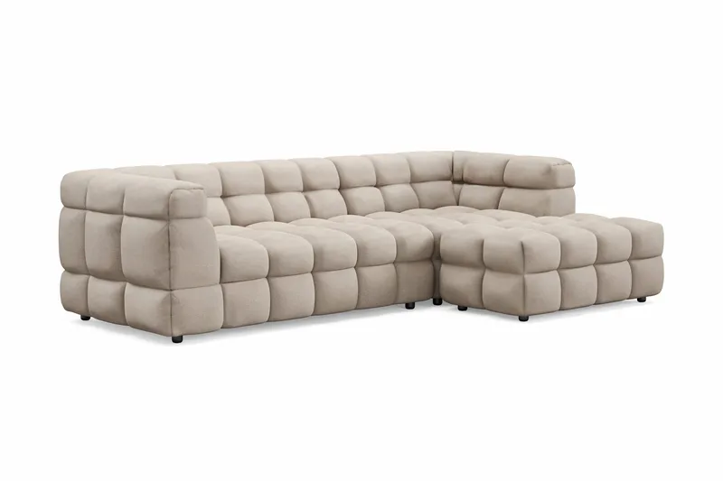 Elise 4-sits Bubblig Soffa med Divan Höger - Beige - Möbler - Vardagsrum - Soffor - Divansoffa & schäslong