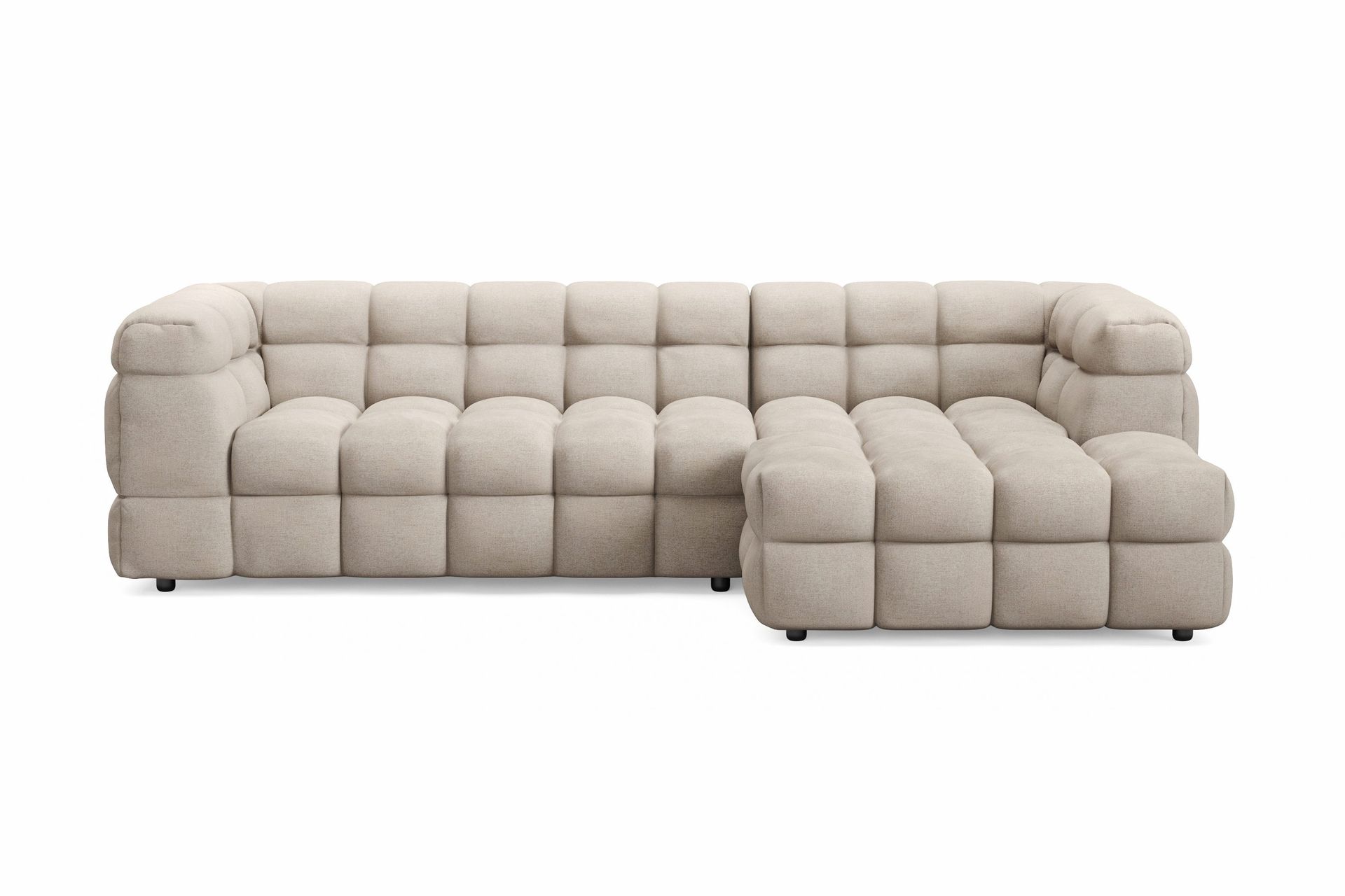 elise 4-sits bubblig soffa med divan höger - beige