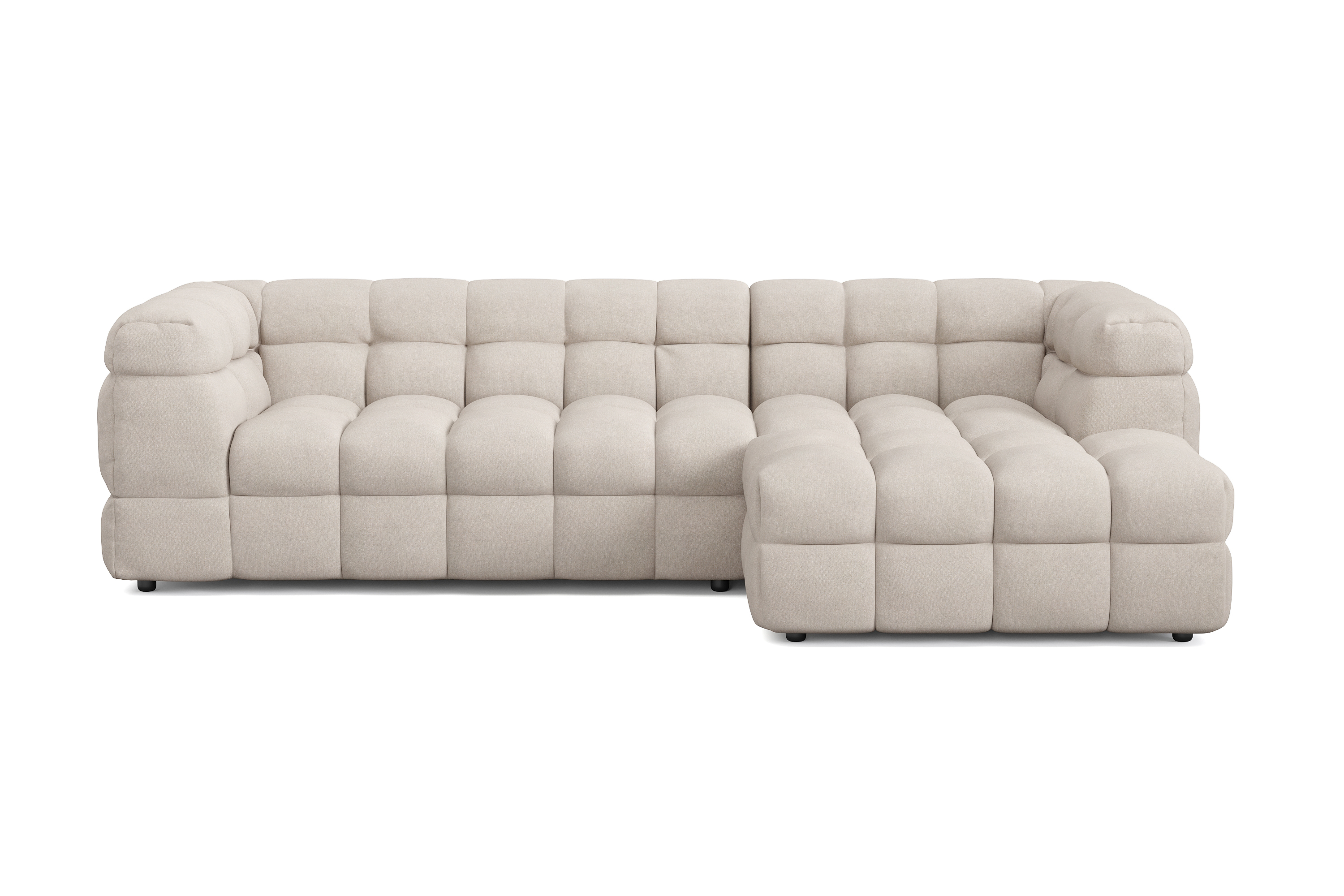 elise 4-sits bubblig soffa med divan höger - beige