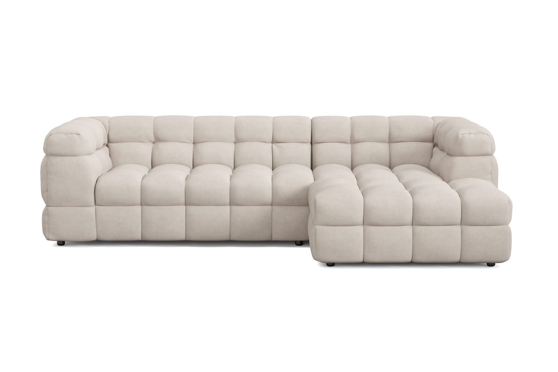 Elise 4-sits Bubblig Soffa med Divan H&ouml;ger - Beige