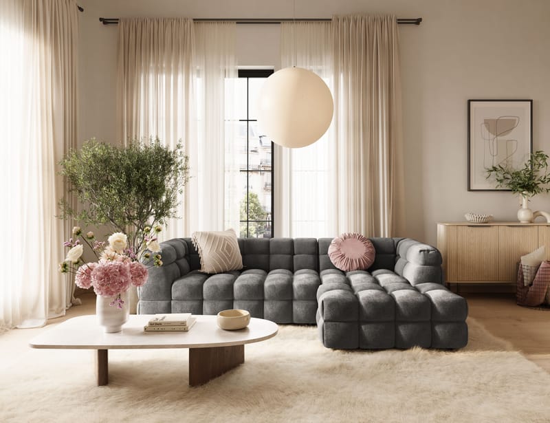 Elise 4-sits Bubblig Soffa med Divan Höger - Möbler - Vardagsrum - Soffor - Divansoffa & schäslong