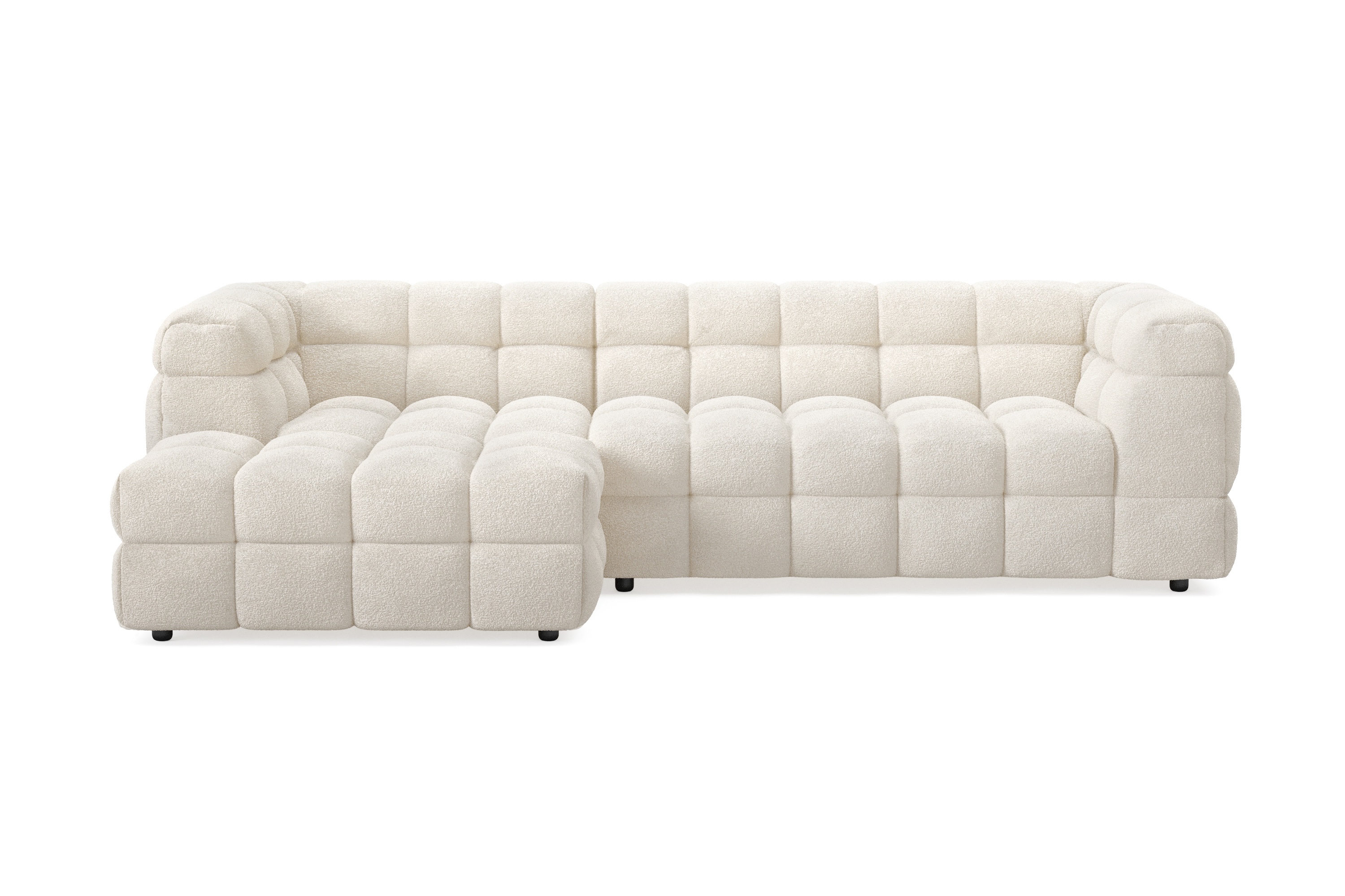 elise 4-sits bubblig soffa med divan vänster - beige teddy