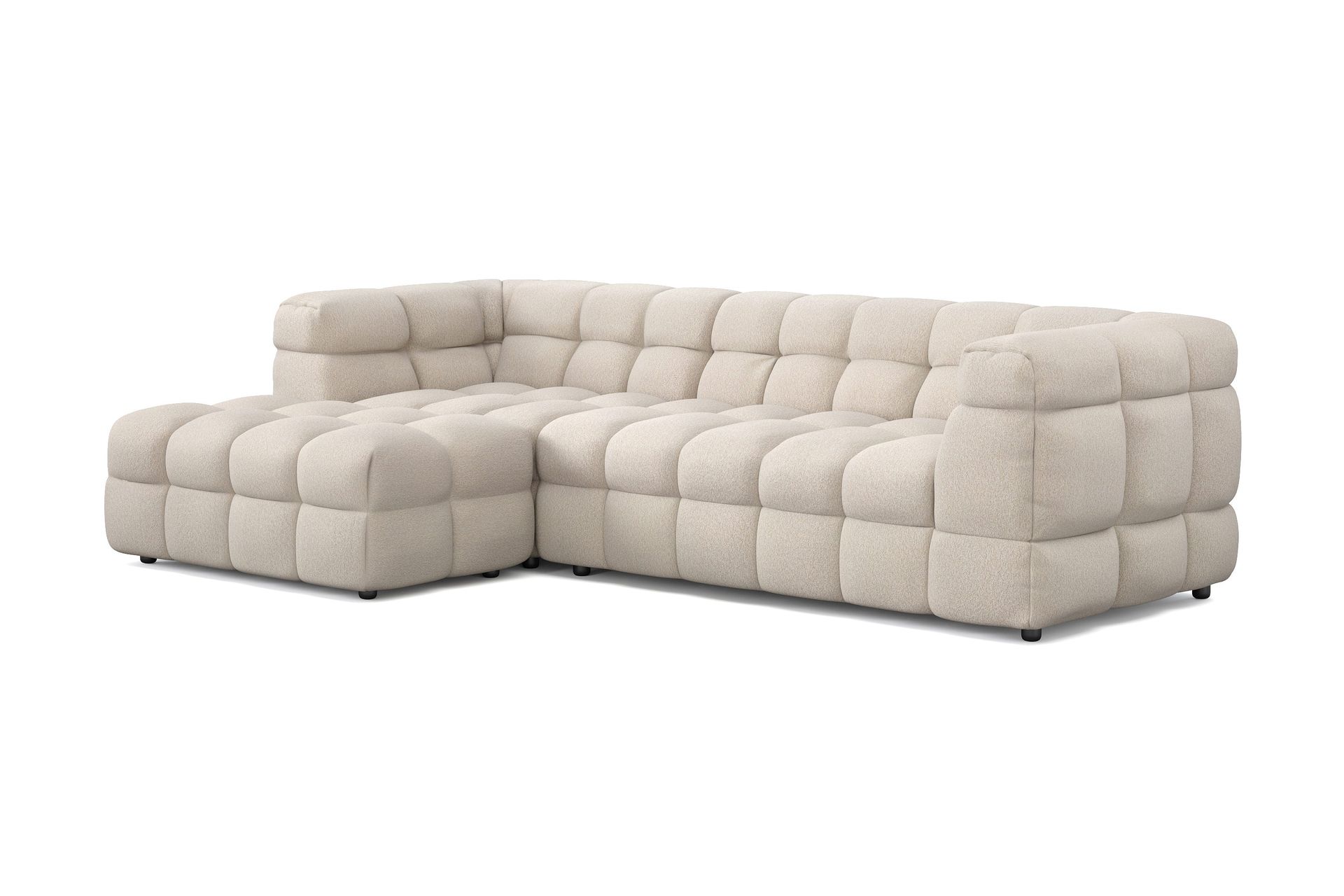 elise 4-sits bubblig soffa med divan vänster - beige