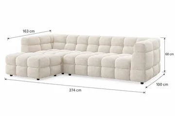 Elise 4-sits Bubblig Soffa med Divan Vänster - Beige - Möbler - Vardagsrum - Soffor - Divansoffa & schäslong