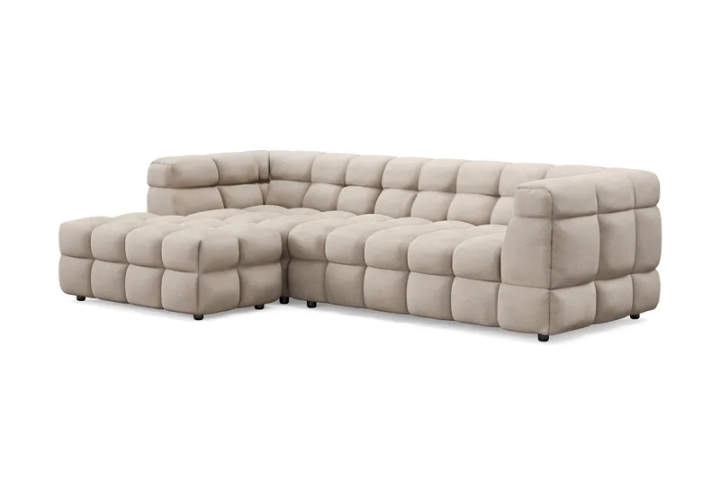 Elise 4-sits Bubblig Soffa med Divan Vänster - Beige - Möbler - Vardagsrum - Soffor - Divansoffa & schäslong