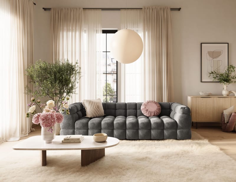 Elise 4-sits Bubblig Soffa - Mörkgrå - Möbler - Vardagsrum - Soffor - 4-sits soffor