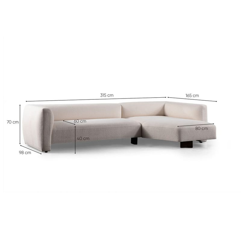 Elvaris 4-sits Soffa med Divan - Vit - Möbler - Vardagsrum - Soffor - Divansoffa & schäslong