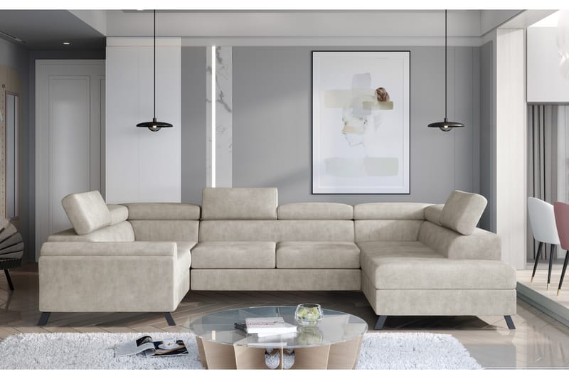 ESTERRI Hörnsoffa med Schäslong Höger Beige - Hörnsoffor