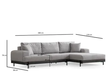 Eti Hörnsoffa 3-sits - Grå - Möbler - Vardagsrum - Soffor - Divansoffa & schäslong