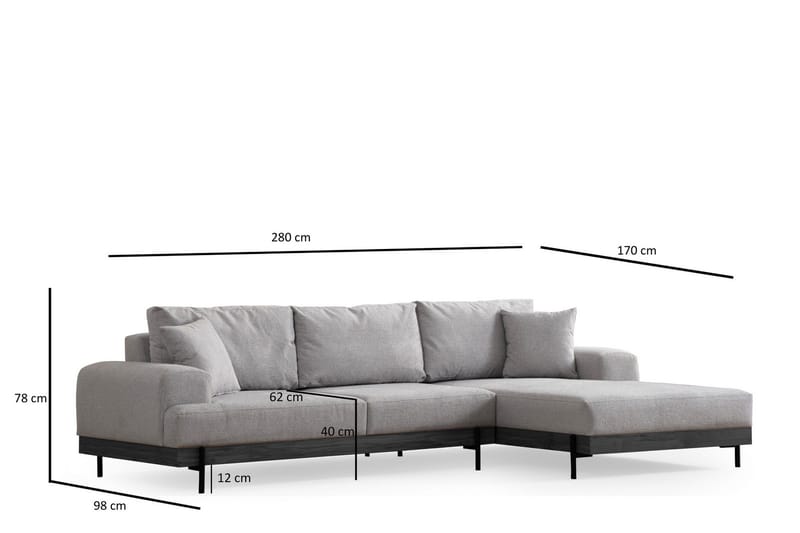 Eti Hörnsoffa 3-sits - Grå - Möbler - Vardagsrum - Soffor - Divansoffa & schäslong
