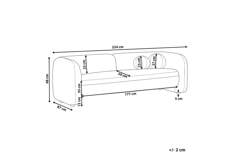 Fabion Soffa 3-sits - Cream - Möbler - Vardagsrum - Soffor - Sammetssoffor