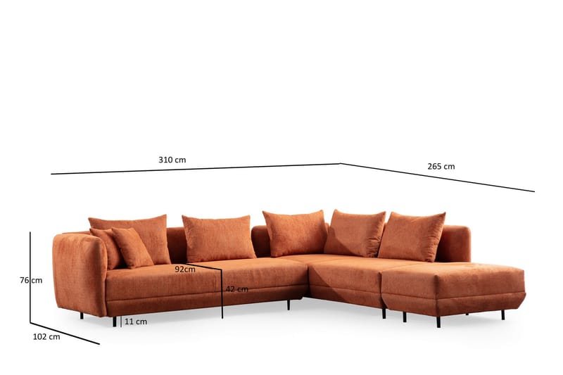 Floransa 4-sits Soffa med Divan - Orange - Möbler - Vardagsrum - Soffor - Divansoffa & schäslong