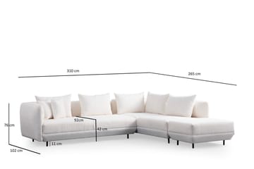 Floransa 4-sits Soffa med Divan - Vit - Möbler - Vardagsrum - Soffor - Divansoffa & schäslong