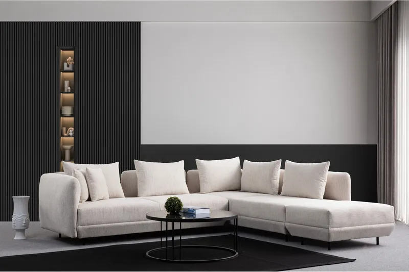 Floransa 4-sits Soffa med Divan - Vit - Möbler - Vardagsrum - Soffor - Divansoffa & schäslong