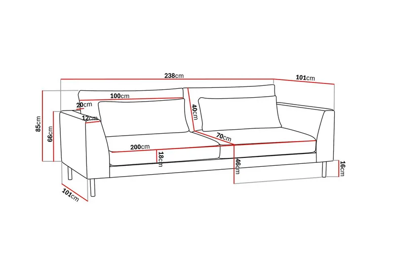 Florenz 3-sits Soffa i Chenille - Grå / Beige - Möbler - Vardagsrum - Soffor - 3-sits soffor