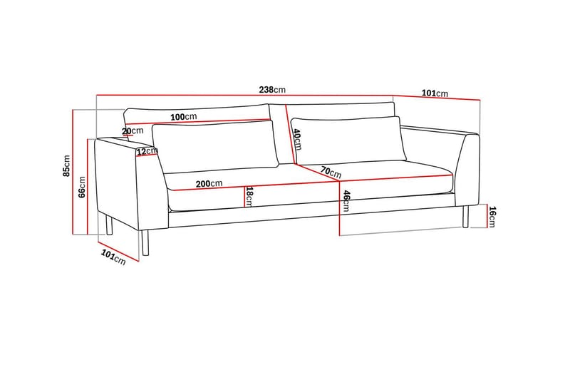 Florenz 3-sits Soffa i Chenille - Grå / Beige - Möbler - Vardagsrum - Soffor - 3-sits soffor