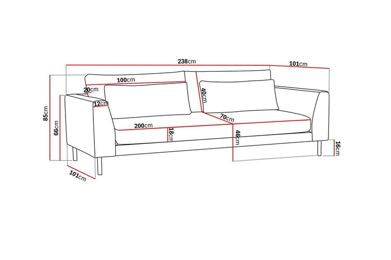 Florenz 3-sits Soffa i Chenille - Grå/Beige - Möbler - Vardagsrum - Soffor - 3-sits soffor