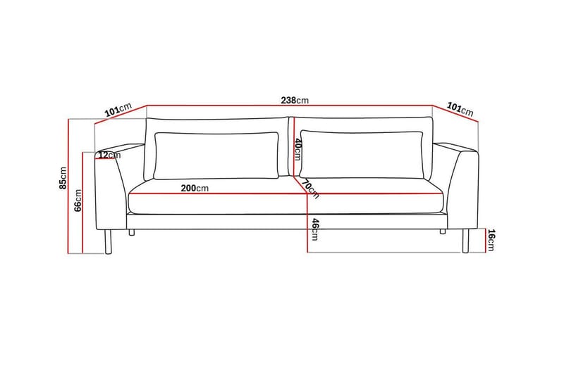 Florenz 3-sits Soffa i Chenille - Grå/Beige - Möbler - Vardagsrum - Soffor - 3-sits soffor