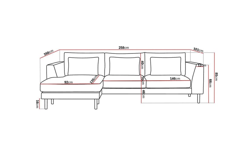 Florenz 3-sits Soffa med Divan Vänster Beige - Möbler - Vardagsrum - Soffor - Divansoffa & schäslong