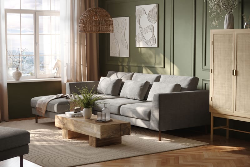 Florenz 3-sits Soffa med Divan Vänster Ljusgrå - Möbler - Vardagsrum - Soffor - Divansoffa & schäslong